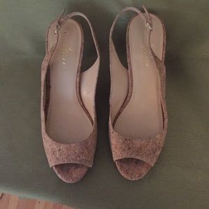 Cole Haan Cork sling back peep toe Size 7